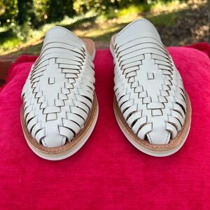 Elegant White Leather Sandals